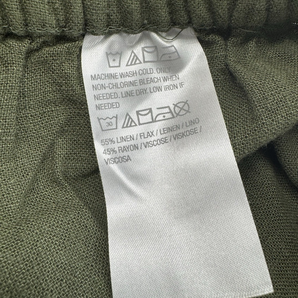 Susan Graver Regular Pure Easy Linen Utility Crop Pant Size 4x Olive Green - Picture 3 of 9